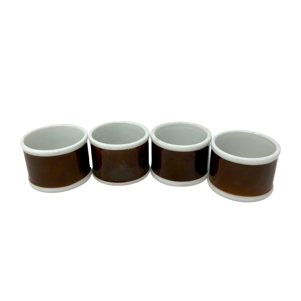 Fritz & Floyd | Napkin Holders | Rondelet Porcelain | Brown, White | Size 1-1/2”